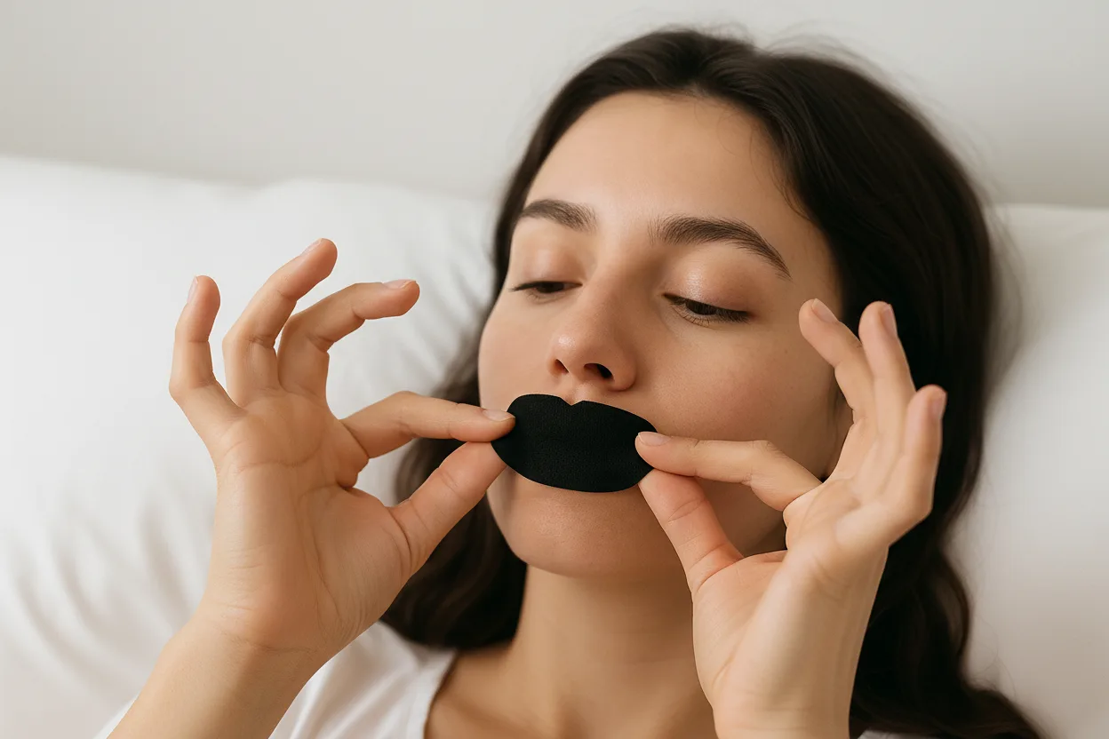 Paso 2: Colocá la cinta sobre tus labios